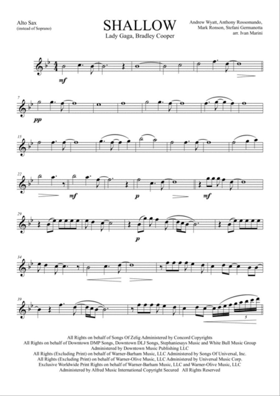 Shallow Shallow Saxophone Quartet scores gallery preview page 3