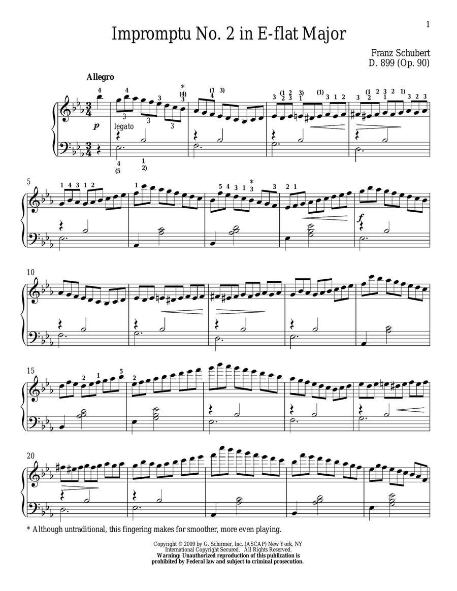 Impromptu No. 2 In E-Flat Major Piano Solo scores gallery preview page 1