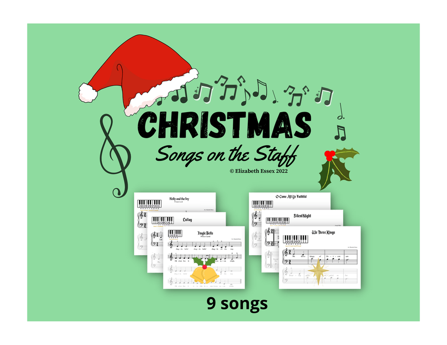 Christmas: Songs on the Staff in Middle C Position Easy Piano scores gallery preview page 1