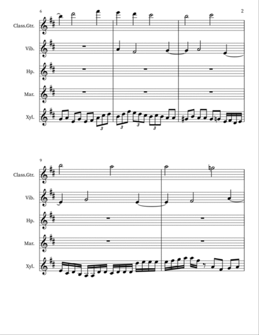 Ambrosia 10 for Guitar, Vibraphone, Harp, Xylophone Small Ensemble scores gallery preview page 2