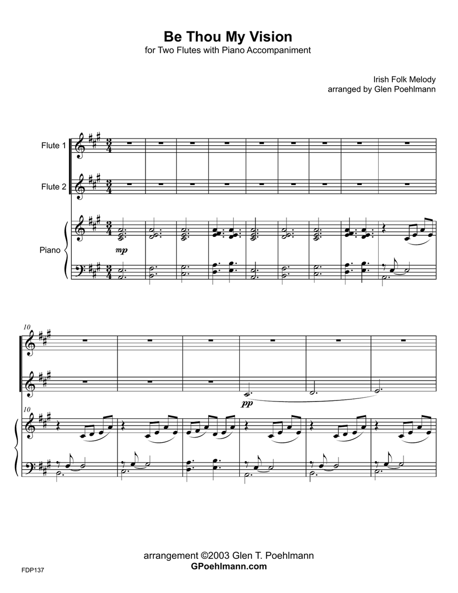 BE THOU MY VISION - FLUTE DUET with Piano Accompaniment
