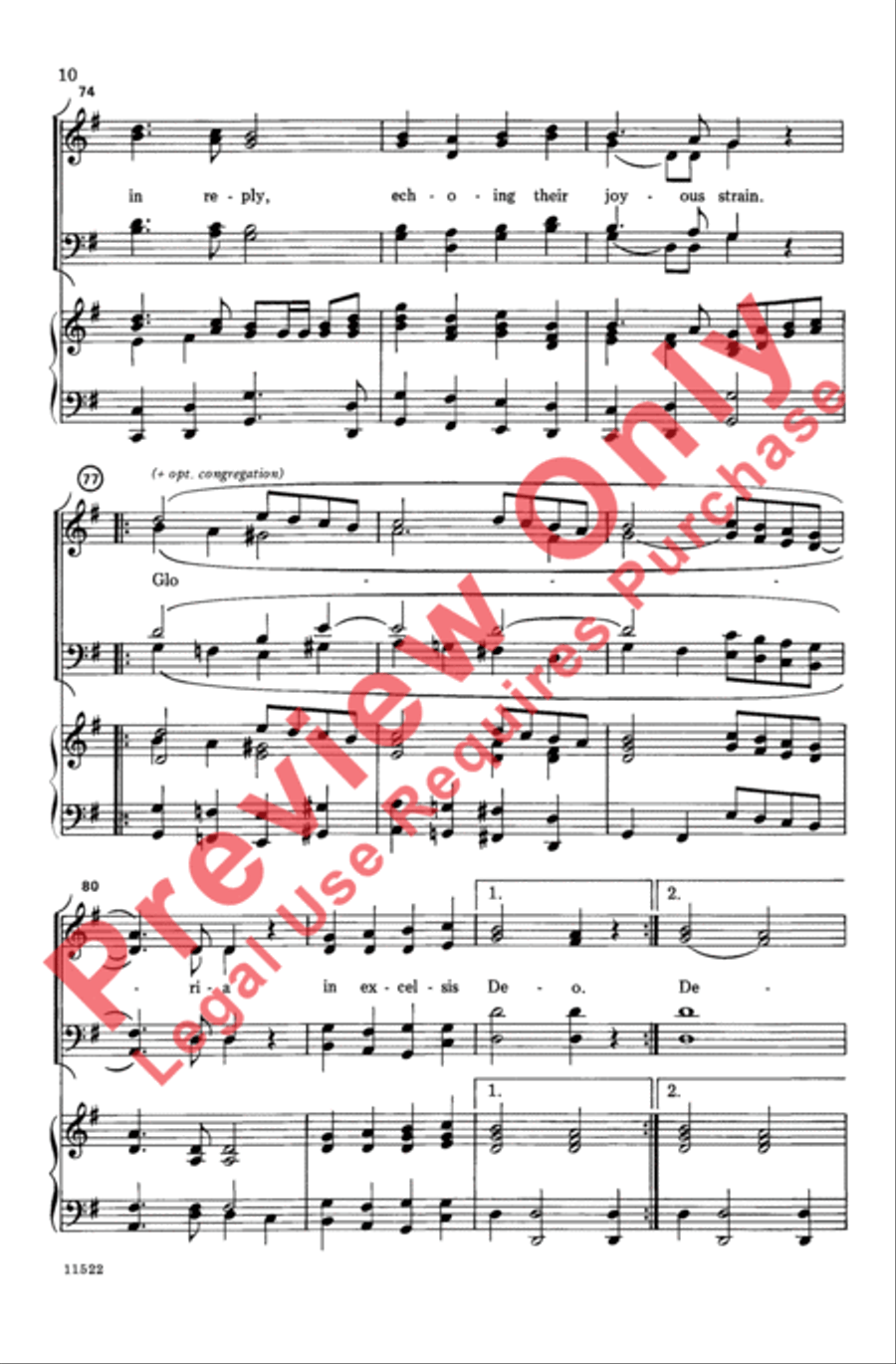 Angels We Have Heard on High: A Concerto 4-Part scores gallery preview page 9