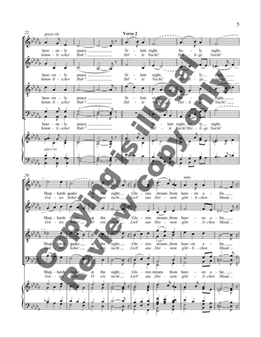 Silent Night (Stille Nacht) 4-Part scores gallery preview page 4