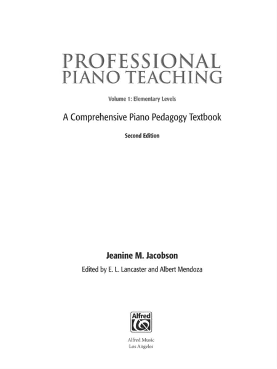 Professional Piano Teaching, Volume 1 Piano Method scores gallery preview page 2