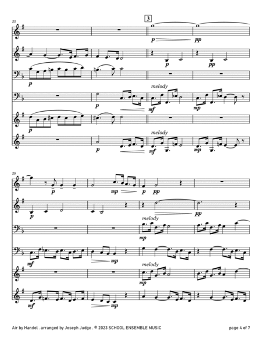 Air by Handel for Brass Quartet in Schools Brass Quartet scores gallery preview page 4