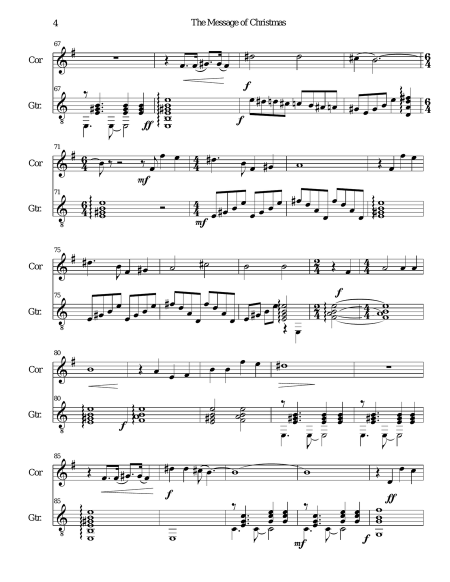 The Message of Christmas for cor anglais and guitar English Horn scores gallery preview page 4