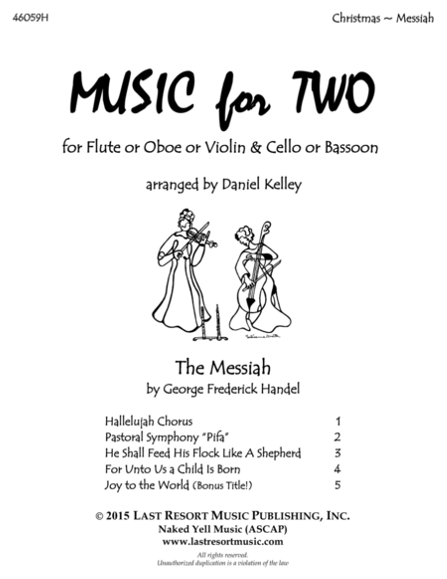 Handel's Messiah - Duet - for Flute or Oboe or Violin & Cello or Bassoon - Music for Two Large Ensemble scores gallery preview page 1