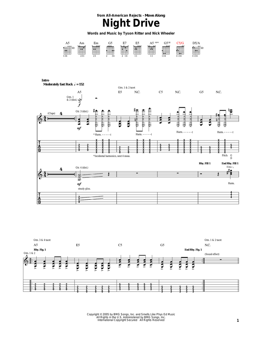 Night Drive Acoustic Guitar scores gallery preview page 1
