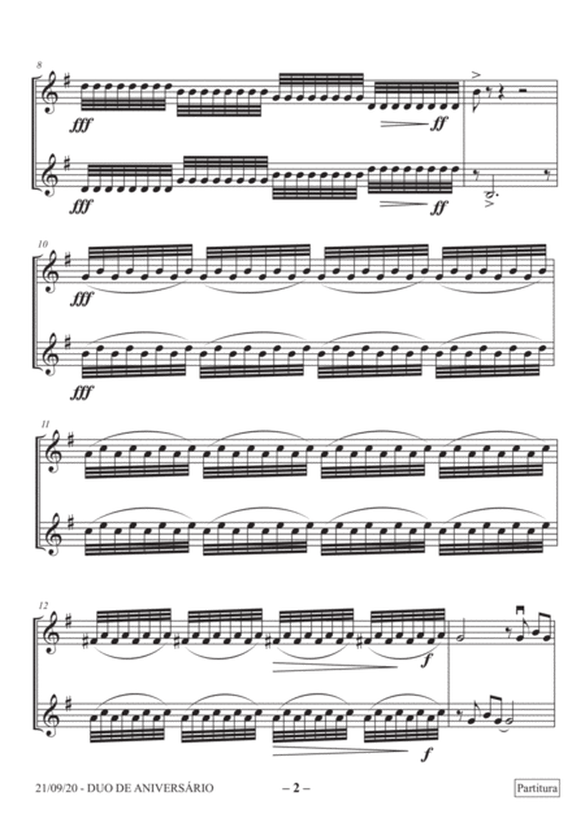 Duo de Aniversário, violin duo (2 min.). Full score and complete set of parts. image number null