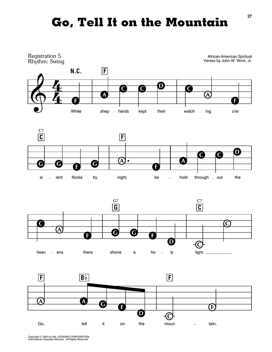 Go, Tell It On The Mountain Electronic Keyboard scores gallery preview page 1