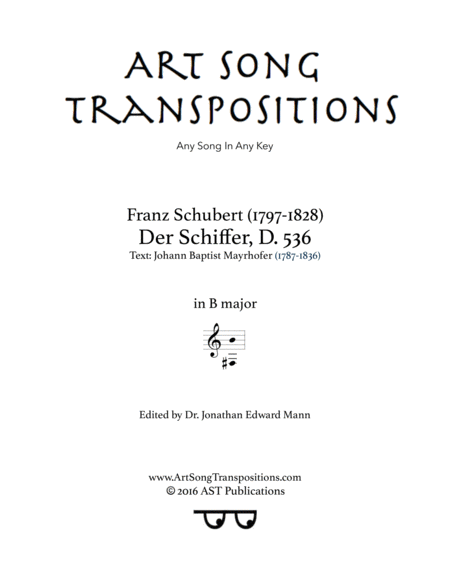 SCHUBERT: Der Schiffer, D. 536 (transposed to B major)