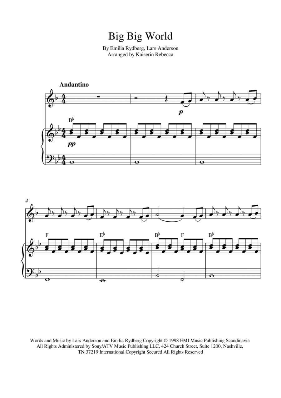 Big Big World English Horn scores gallery preview page 1