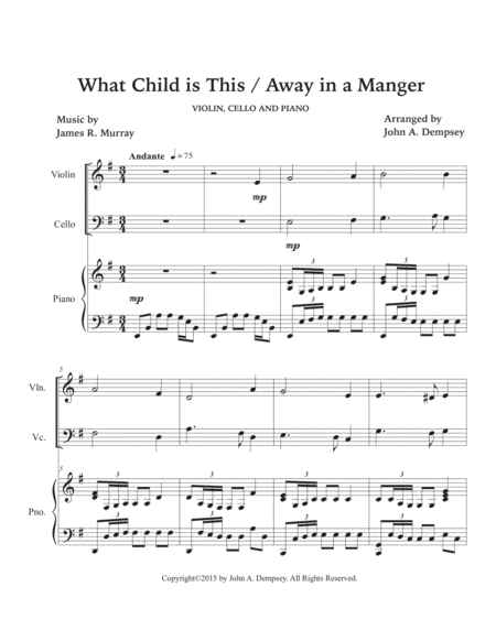 Christmas Medley (What Child is This / Away in a Manger): Piano Trio for Violin, Cello and Piano image number null