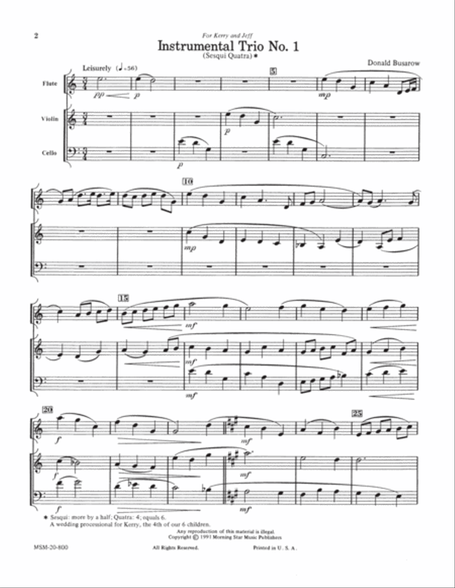Instrumental Trio No. 1 (Sesqui Quatra) Flute scores gallery preview page 2