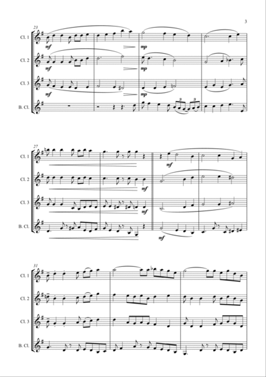 Swing Low, Sweet Chariot - a Jazz Arrangement - For Clarinet Quartet Clarinet Quartet scores gallery preview page 3