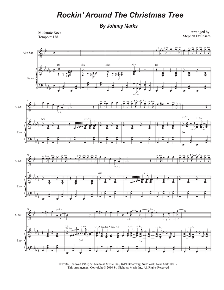 Rockin' Around The Christmas Tree Alto Saxophone scores gallery preview page 1