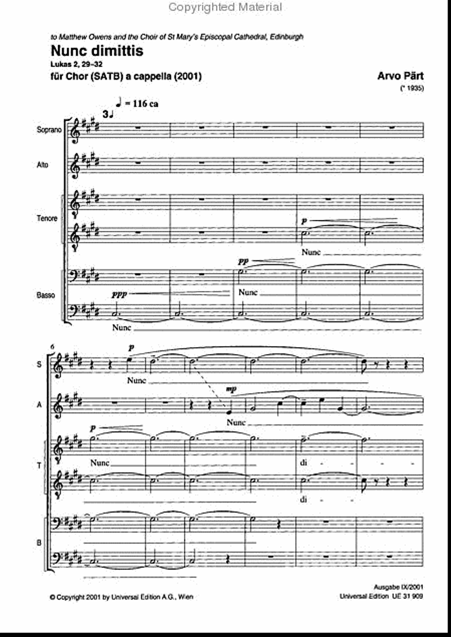 Nunc Dimittis 4-Part scores gallery preview page 2
