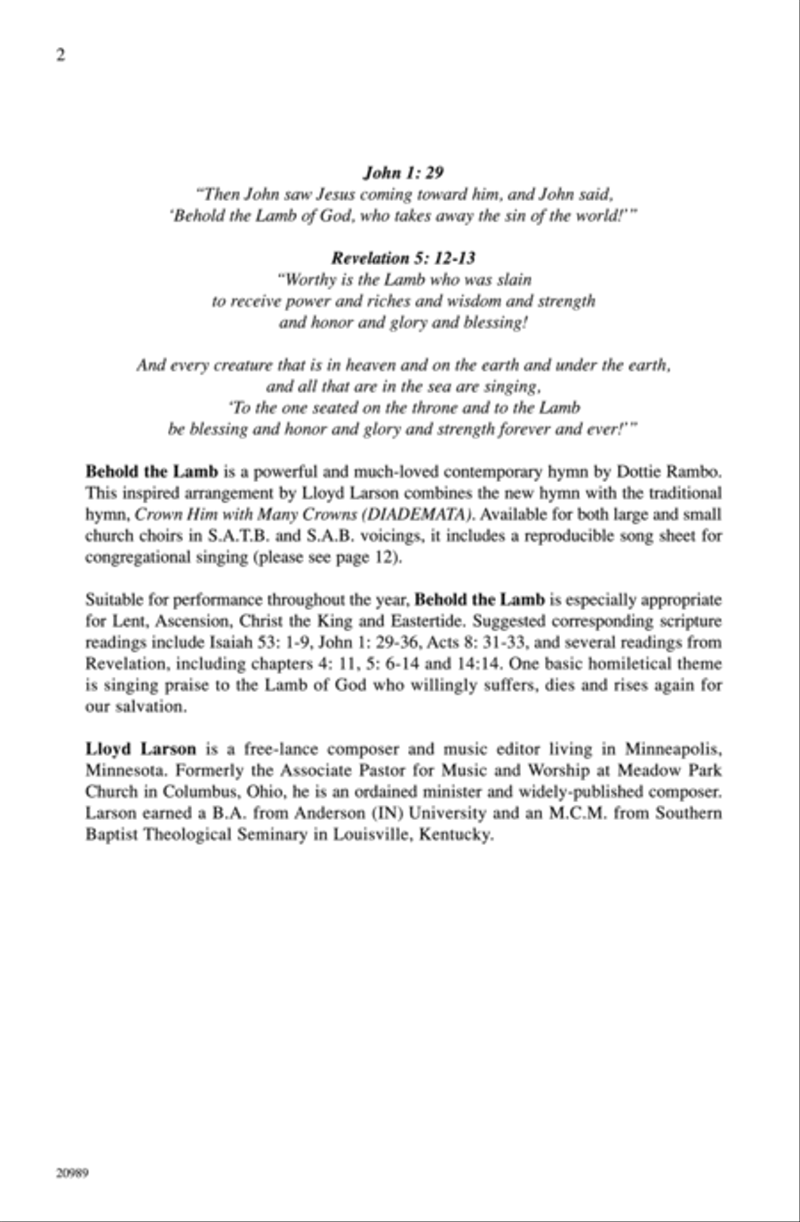 Behold the Lamb Behold the Lamb 3-Part scores gallery preview page 2