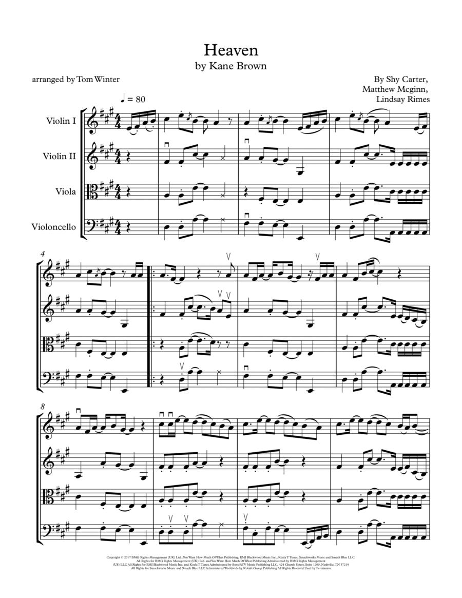 Heaven String Quartet scores gallery preview page 1