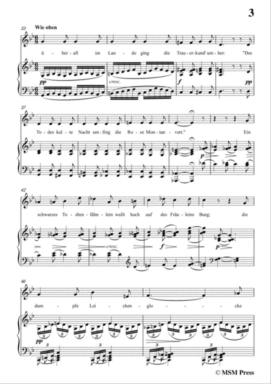 Schubert-Romanze,in B flat Major,for Voice and Piano Voice Solo scores gallery preview page 5