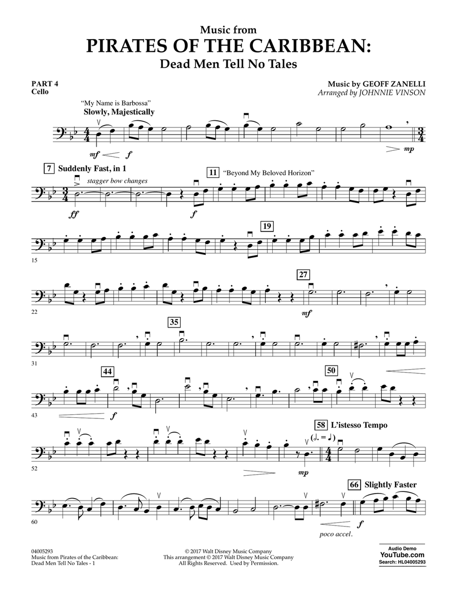 Pirates of deals the caribbean cello