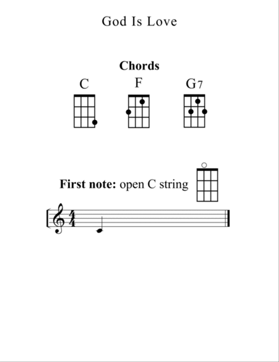 God Is Love for Ukulele (Chords, TAB, Melody, and Lyrics with optional Piano Accompaniment) Voice scores gallery preview page 4