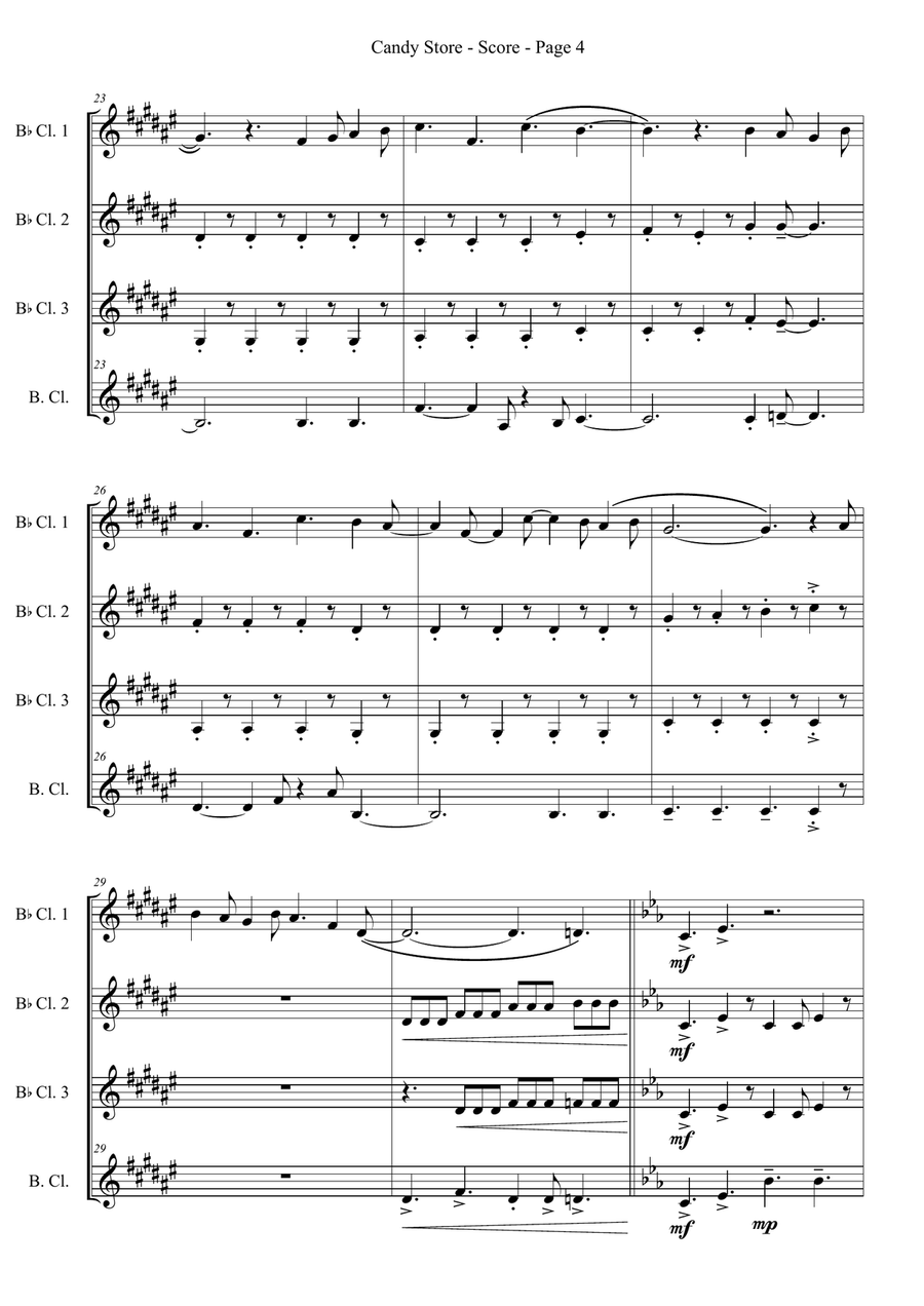 Candy Store Clarinet Quartet scores gallery preview page 4