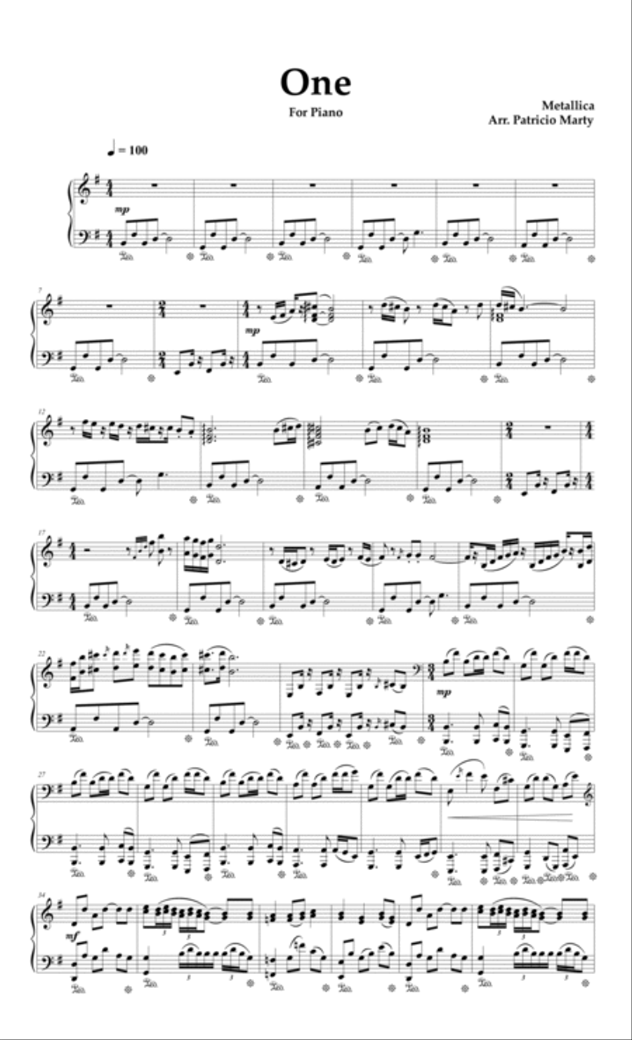 Metallica one piano cover cheap
