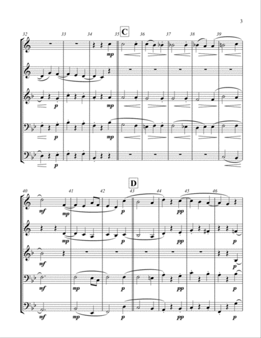 Moonlight Sonata, 2nd Movement (in Bb Major) for Brass Quintet Brass Quintet scores gallery preview page 3
