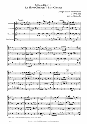 Sonata Op.34-1 for Clarinet Quartet