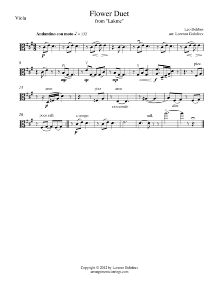 Flower Duet from Lakme String Quartet scores gallery preview page 3
