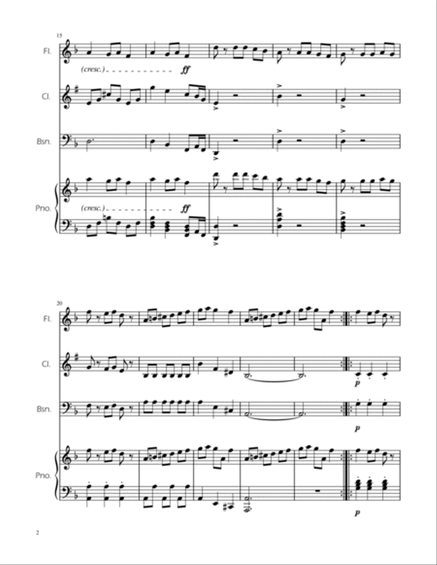 Carol of the Bells - Woodwind Trio w/ Piano Woodwind Trio scores gallery preview page 2