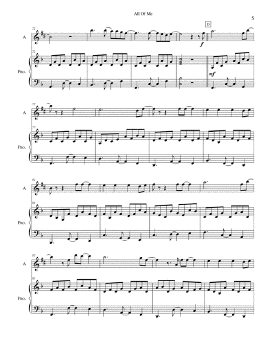 All Of Me Alto Saxophone scores gallery preview page 5