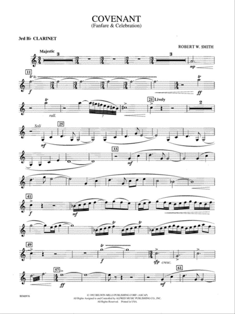 Covenant: 3rd B-flat Clarinet Concert Band scores gallery preview page 1