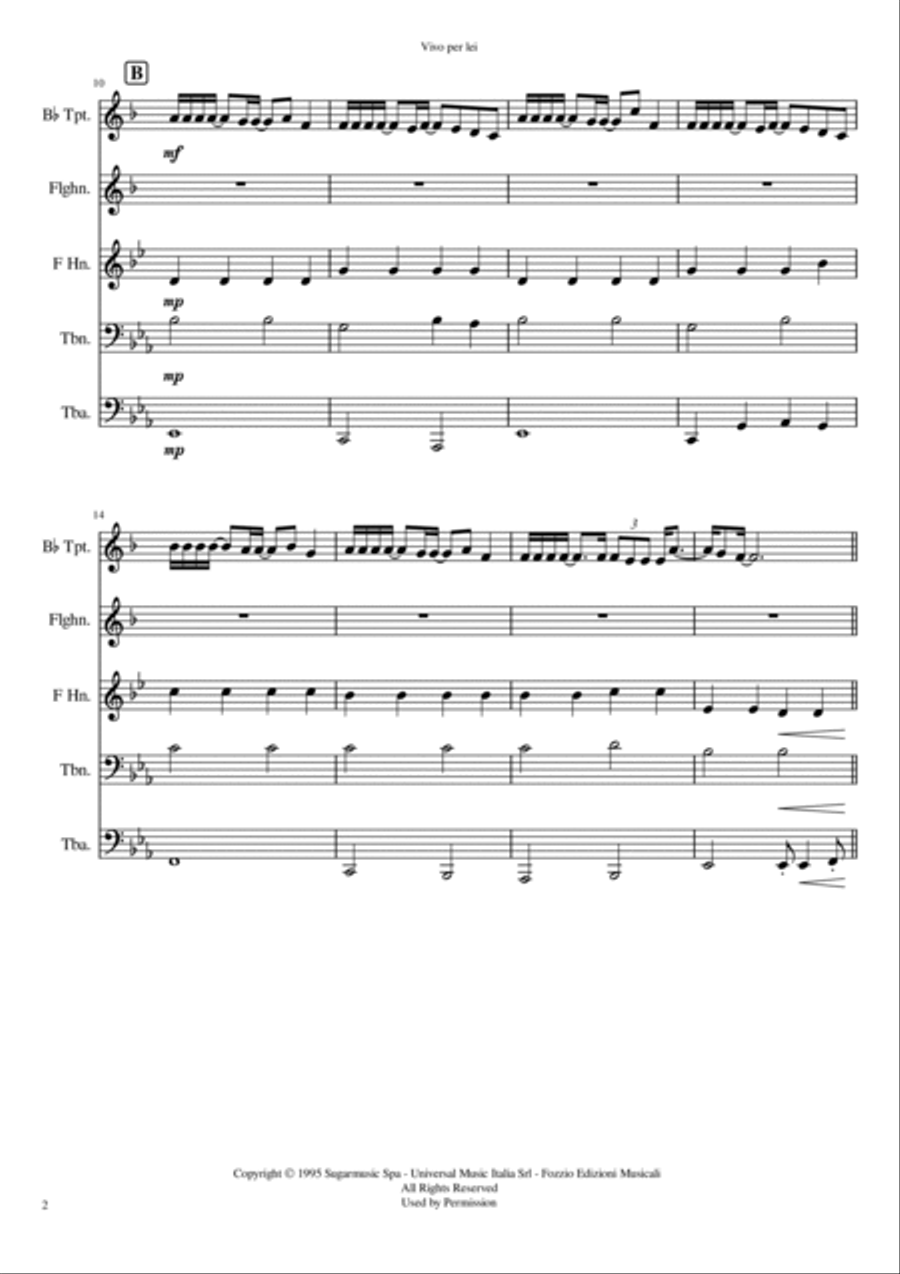 Vivo Per Lei Brass Quintet scores gallery preview page 2