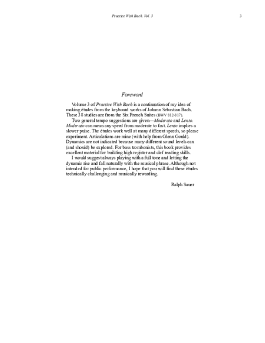 Practice With Bach for the Tenor Trombone Volume 3 Trombone scores gallery preview page 2