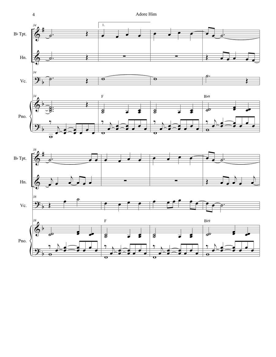 Adore Him Brass Duet scores gallery preview page 4