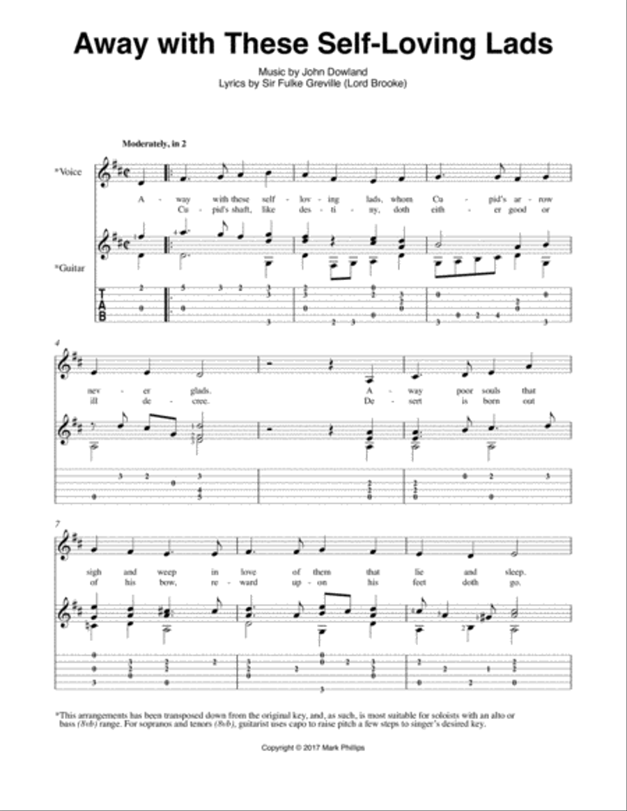Away with These Self-Loving Lads Classical Guitar scores gallery preview page 1
