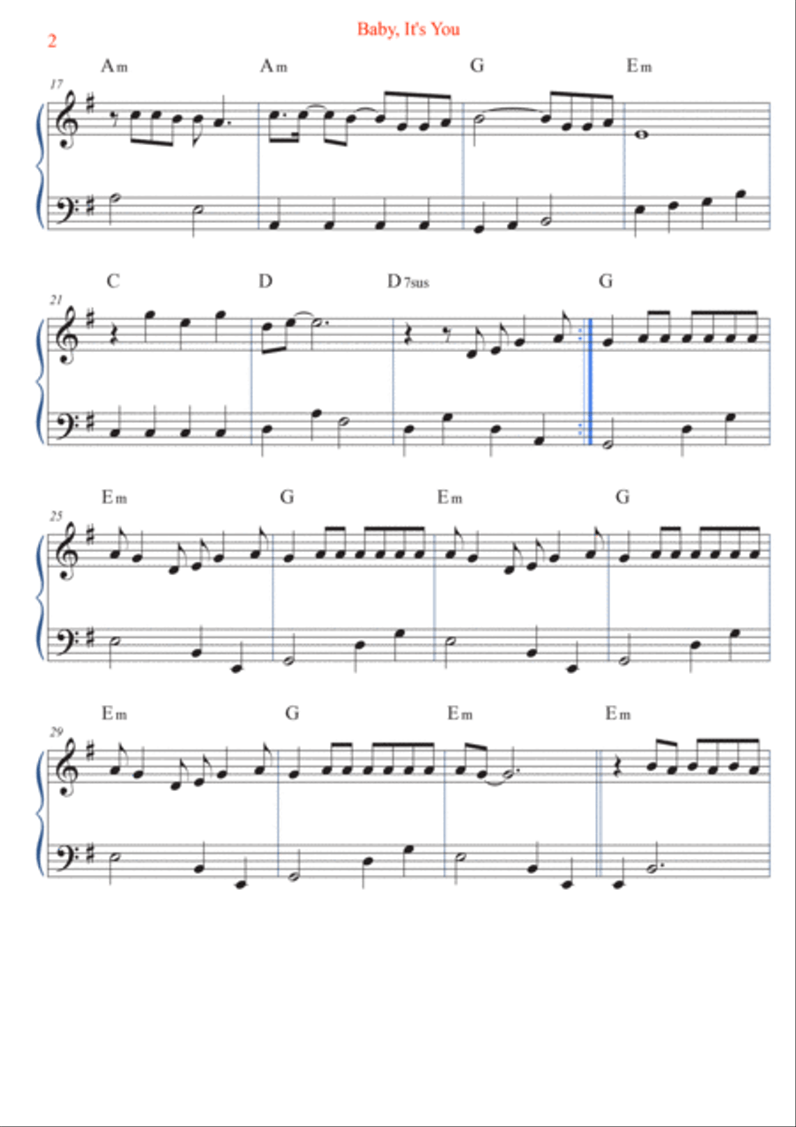 Baby, It's You Baby, It's You Easy Piano scores gallery preview page 2