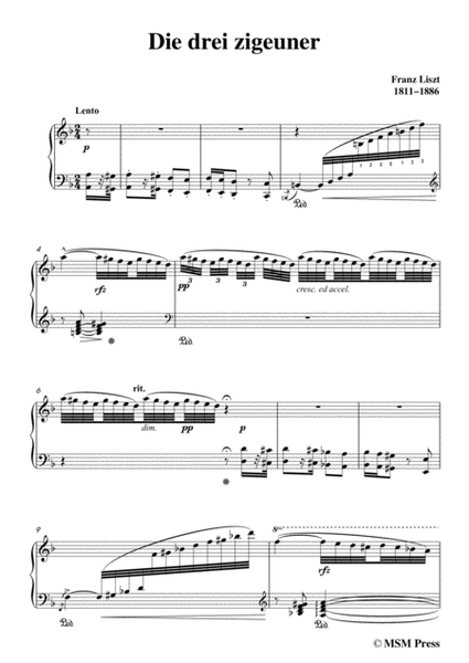 Liszt-Die drei zigeuner in d minor , for voice and piano image number null