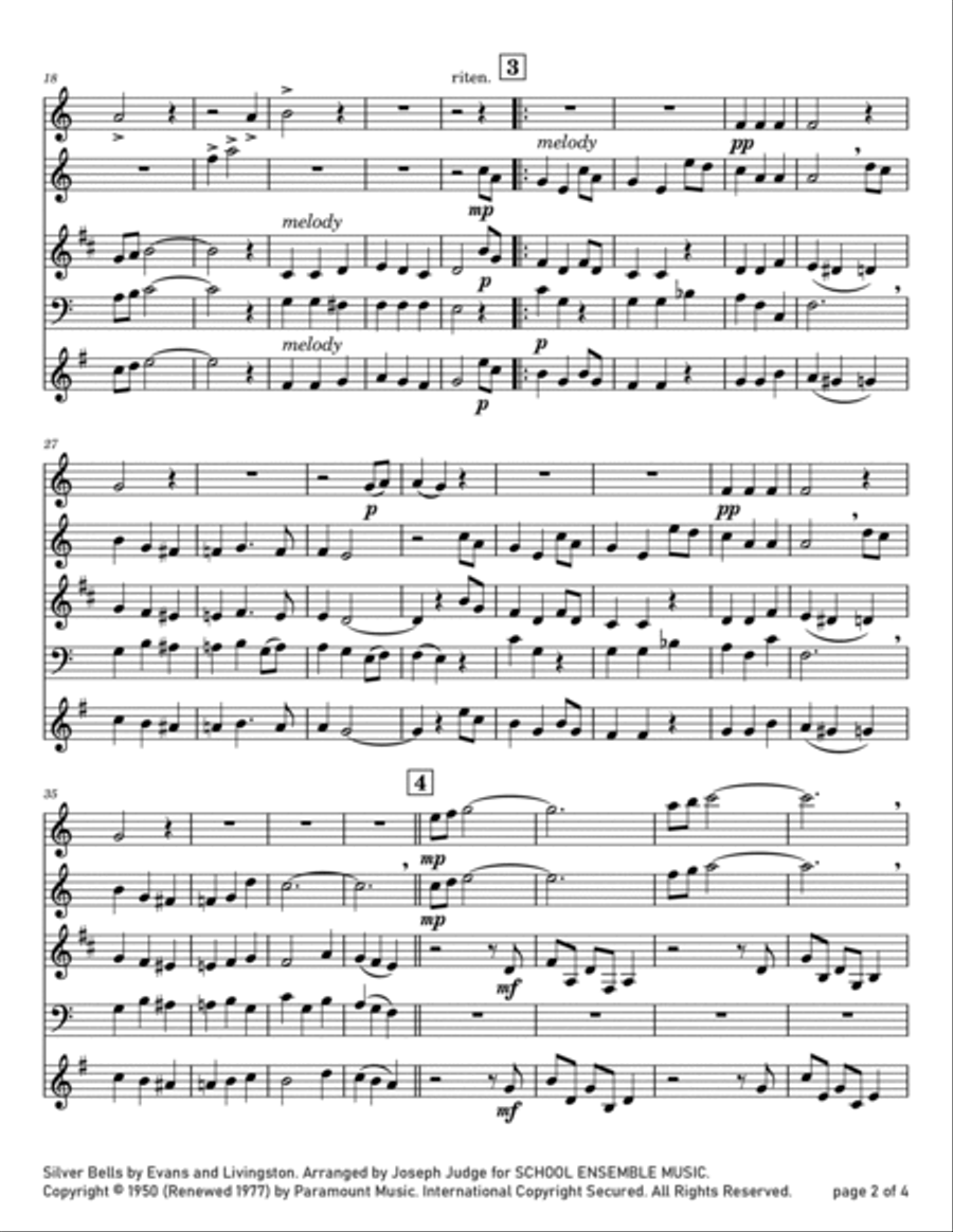 Silver Bells Woodwind Quartet scores gallery preview page 2