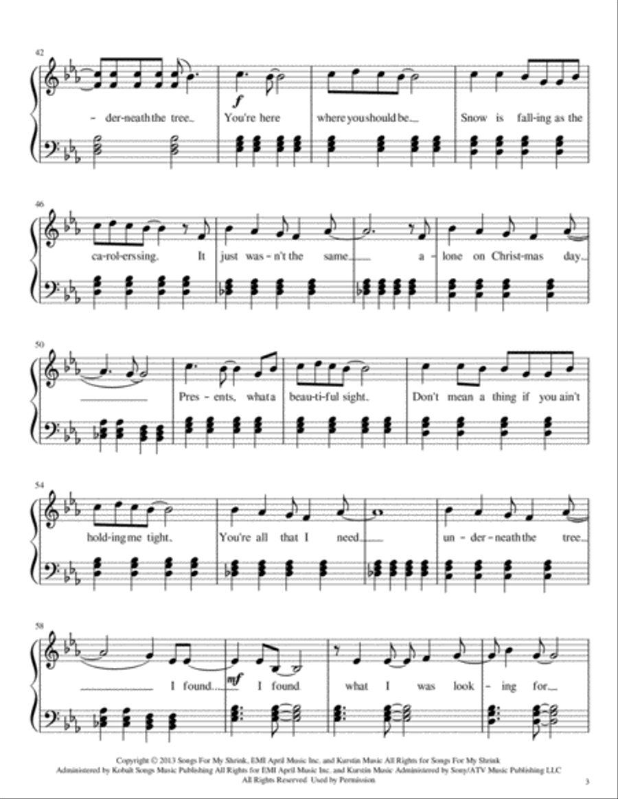 Underneath The Tree Piano Solo scores gallery preview page 3