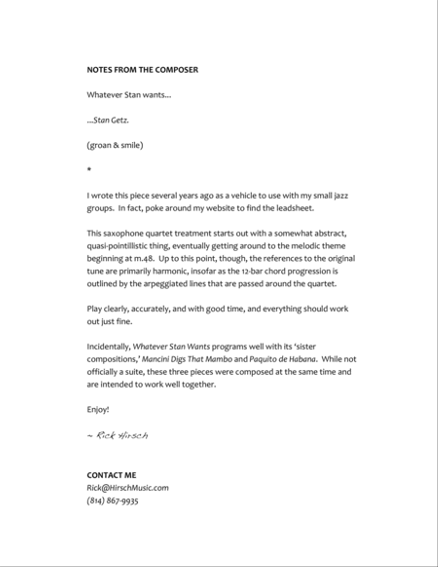 whatever Stan wants Woodwind Quartet scores gallery preview page 2