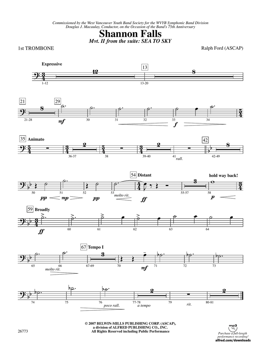 Shannon Falls (Movement 2 from Sea to Sky): 1st Trombone