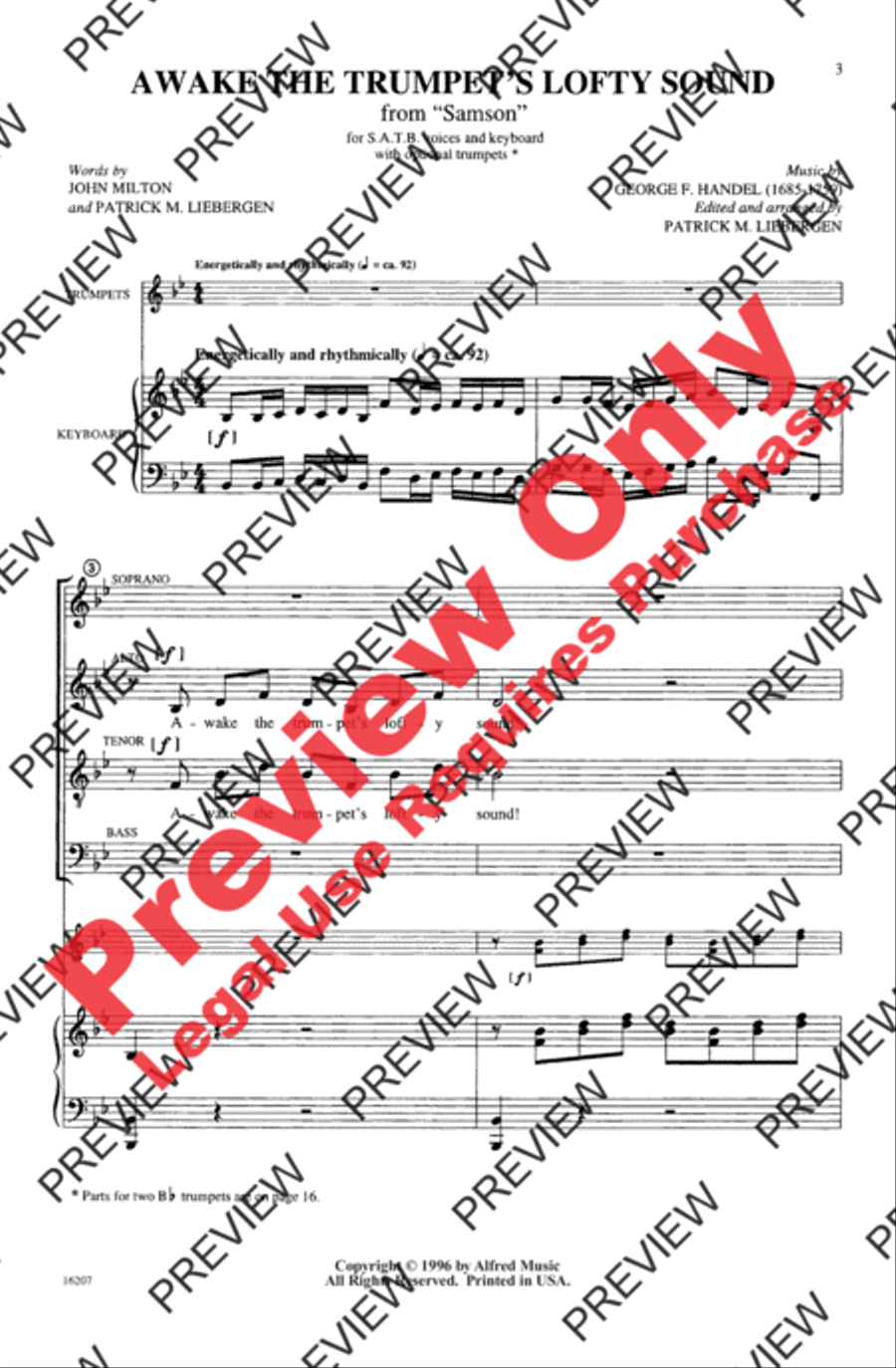 Awake the Trumpet's Lofty Sound 4-Part scores gallery preview page 3