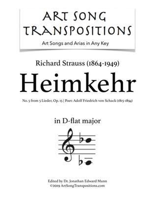 STRAUSS: Heimkehr, Op. 15 no. 5 (transposed to D-flat major)