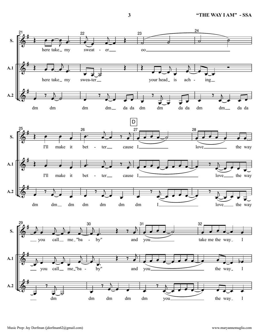 The Way I Am SSA scores gallery preview page 3