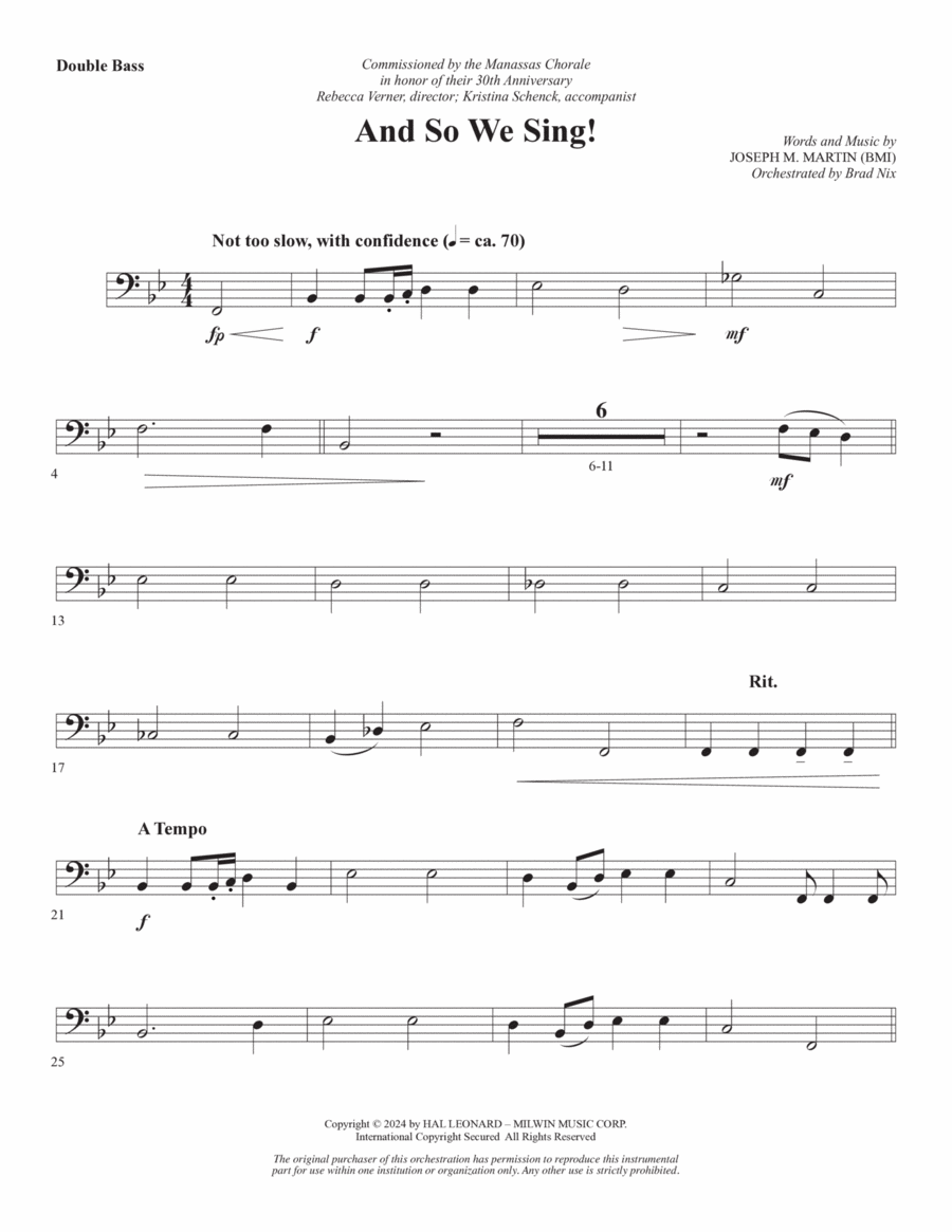 And So We Sing! - Double Bass Choir scores gallery preview page 1