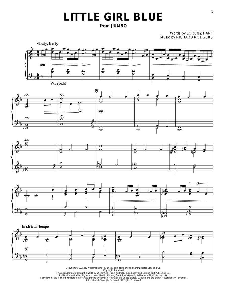 Little Girl Blue Little Girl Blue Piano Solo scores gallery preview page 1