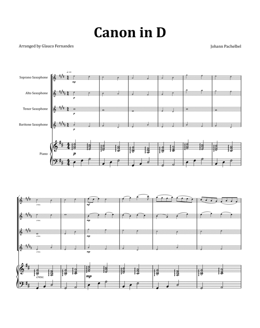Canon by Pachelbel - Woodwind Quartet with Piano image number null